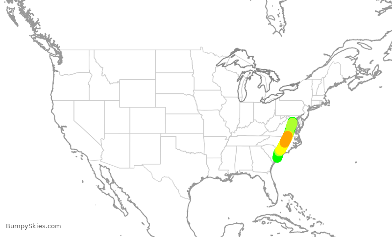 Turbulence forecast map for AAL2773, CHS to DCA