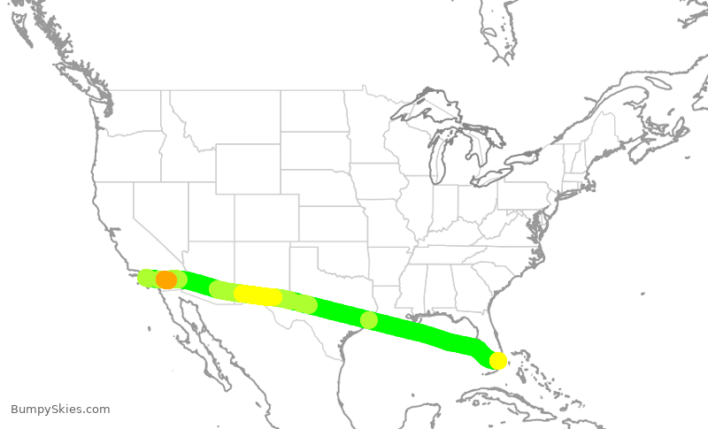 Turbulence forecast map for AAL2777, LAX to MIA