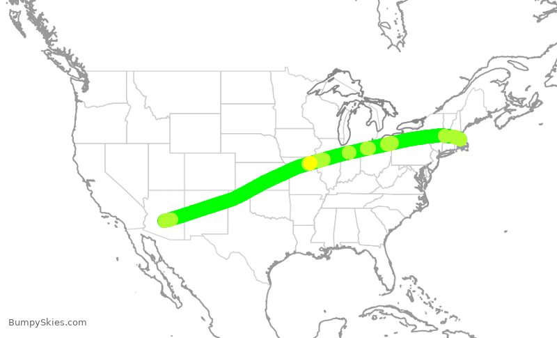 Turbulence forecast map for AAL2778, PHX to BOS