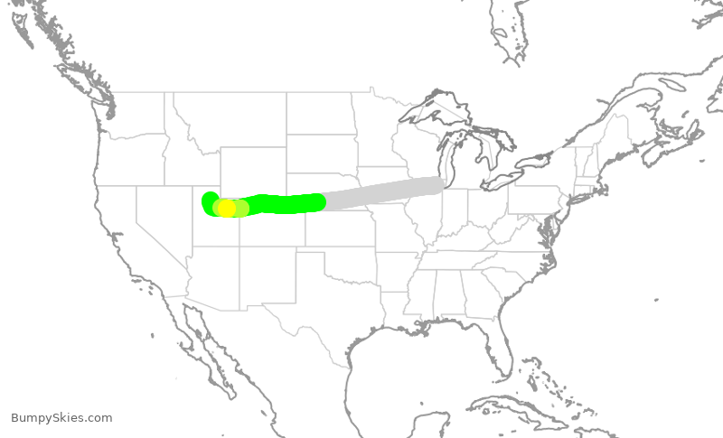 Turbulence forecast map for AAL2780, ORD to SLC