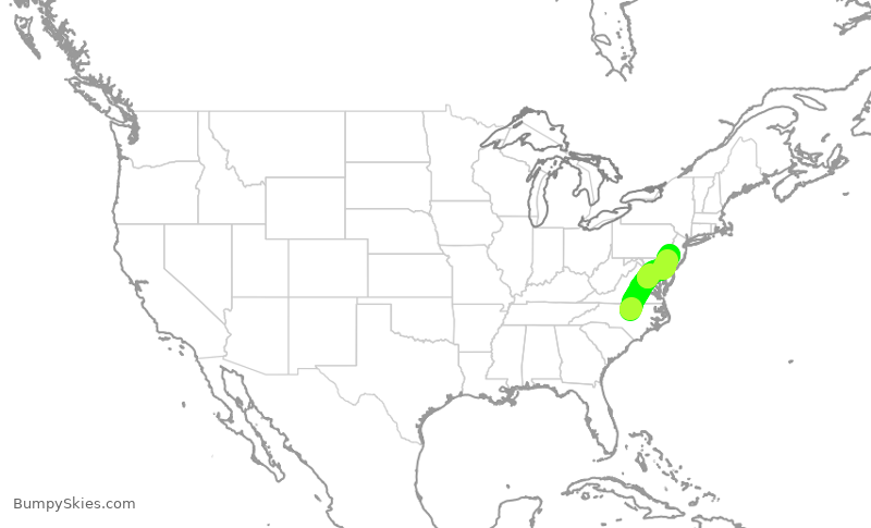 Turbulence forecast map for AAL2781, RDU to PHL