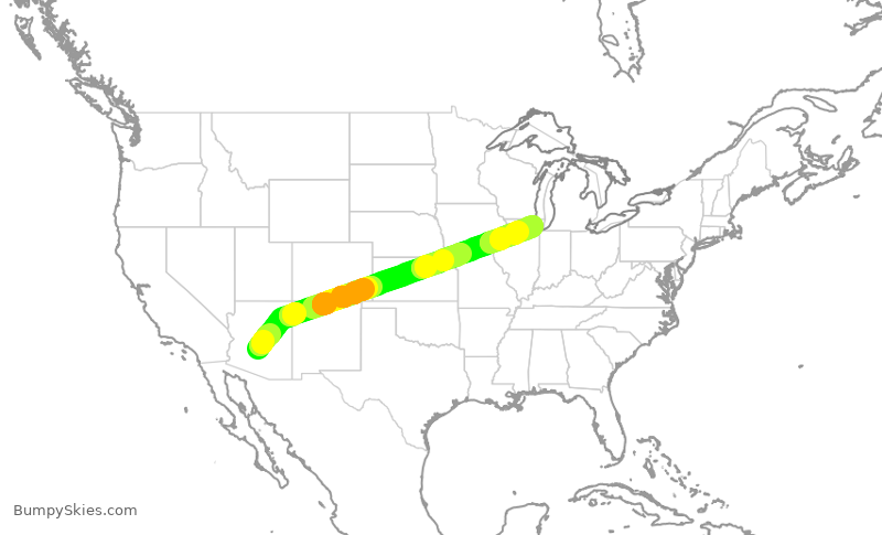 Turbulence forecast map for AAL2786, PHX to ORD
