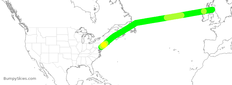 Turbulence forecast map for AAL278, PHL to EDI