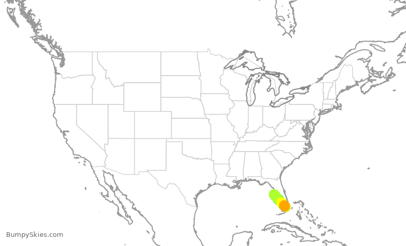 Turbulence forecast map for AAL2798, MIA to TPA