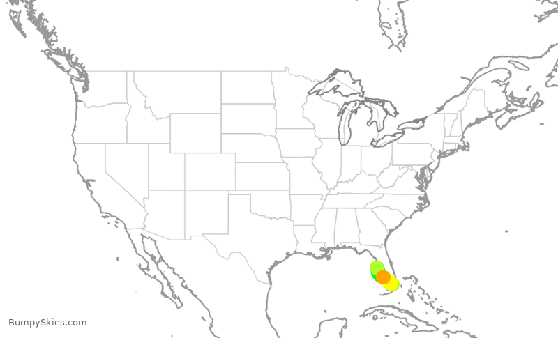 Turbulence forecast map for AAL2798, TPA to MIA