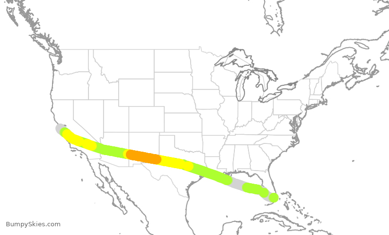 Turbulence forecast map for AAL2799, SFO to MIA