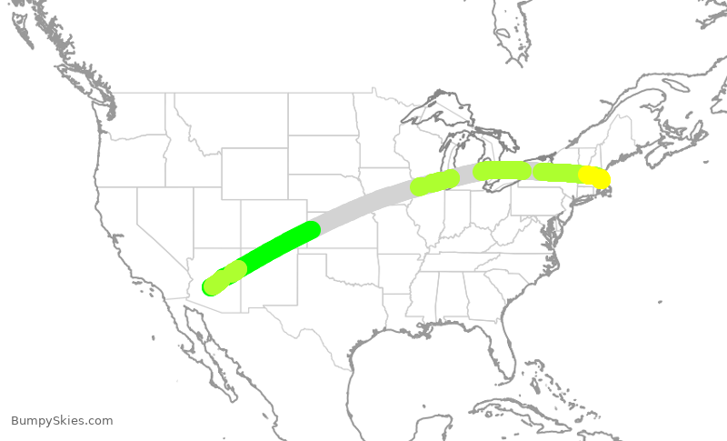 Turbulence forecast map for AAL2802, BOS to PHX