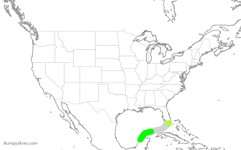 Turbulence forecast map for AAL2807, MIA to MID