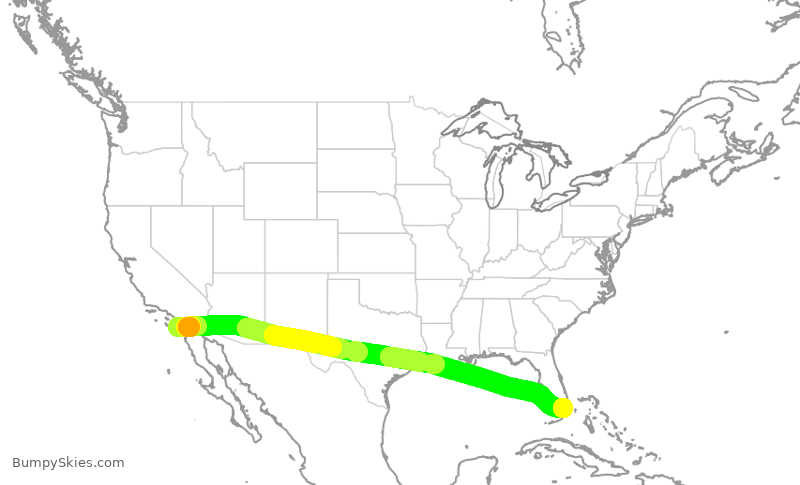 Turbulence forecast map for AAL2808, SAN to MIA
