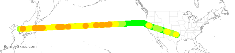 Turbulence forecast map for AAL280, KSI to DFW