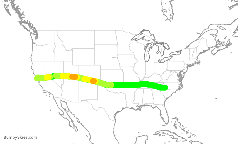 Turbulence forecast map for AAL2814, CLT to SFO