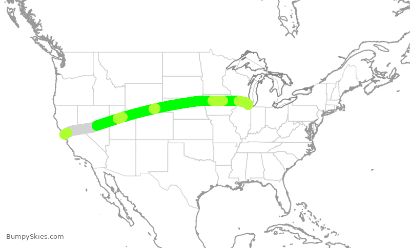 Turbulence forecast map for AAL2814, SFO to ORD