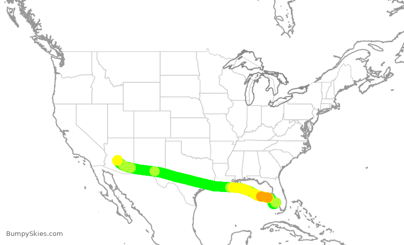 Turbulence forecast map for AAL2816, RSW to PHX