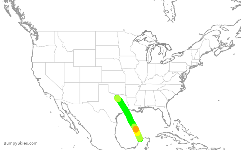 Turbulence forecast map for AAL2817, MID to DFW