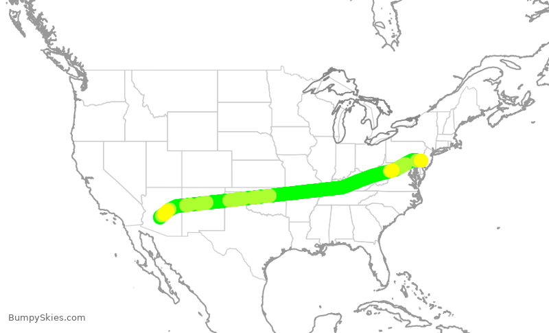 Turbulence forecast map for AAL2820, PHL to PHX