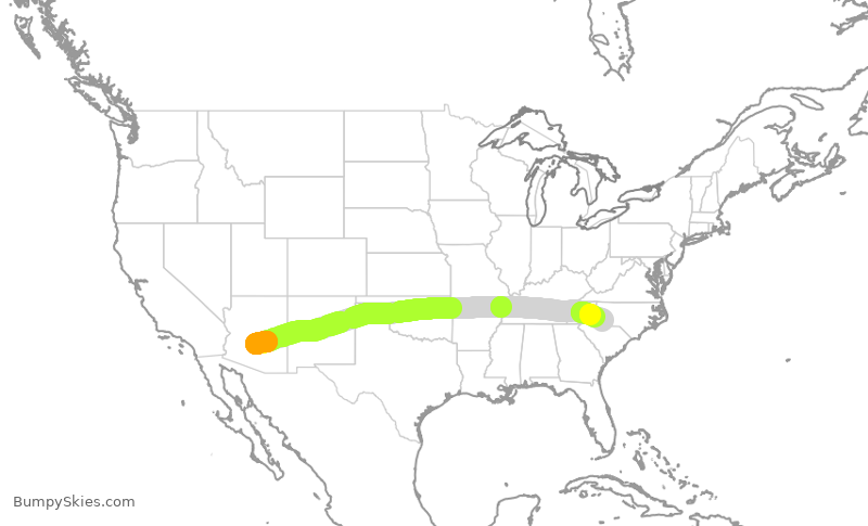 Turbulence forecast map for AAL2821, PHX to CLT
