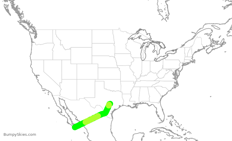 Turbulence forecast map for AAL2823, MSD to AUS