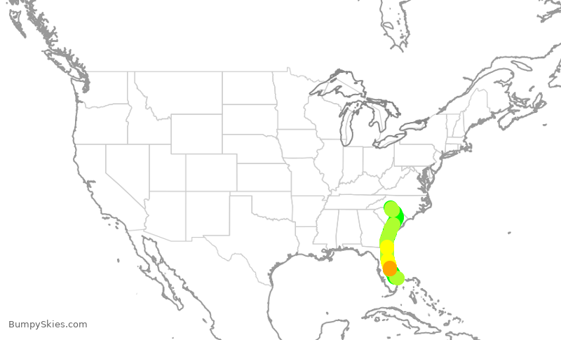 Turbulence forecast map for AAL2827, DJT to CLT