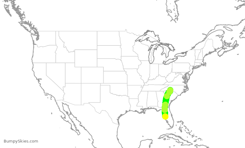Turbulence forecast map for AAL2828, TPA to CLT