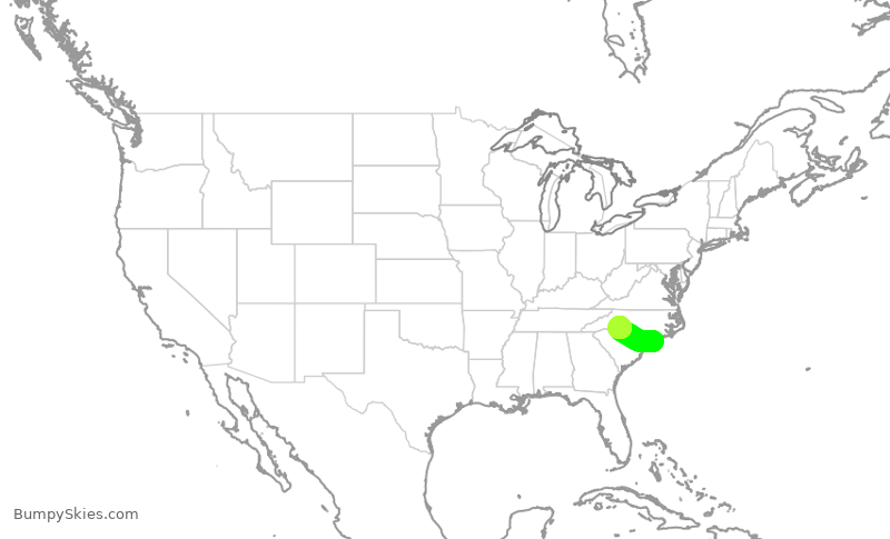 Turbulence forecast map for AAL2831, ILM to CLT