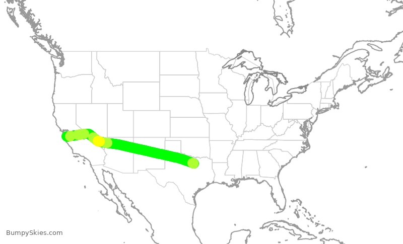 Turbulence forecast map for AAL2834, DFW to SJC