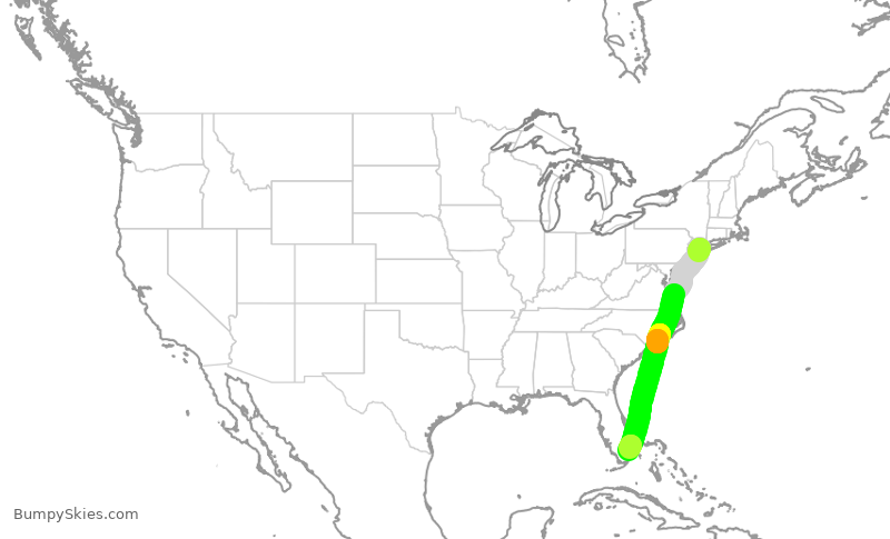 Turbulence forecast map for AAL2836, LGA to FLL
