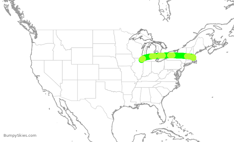 Turbulence forecast map for AAL2837, BOS to ORD