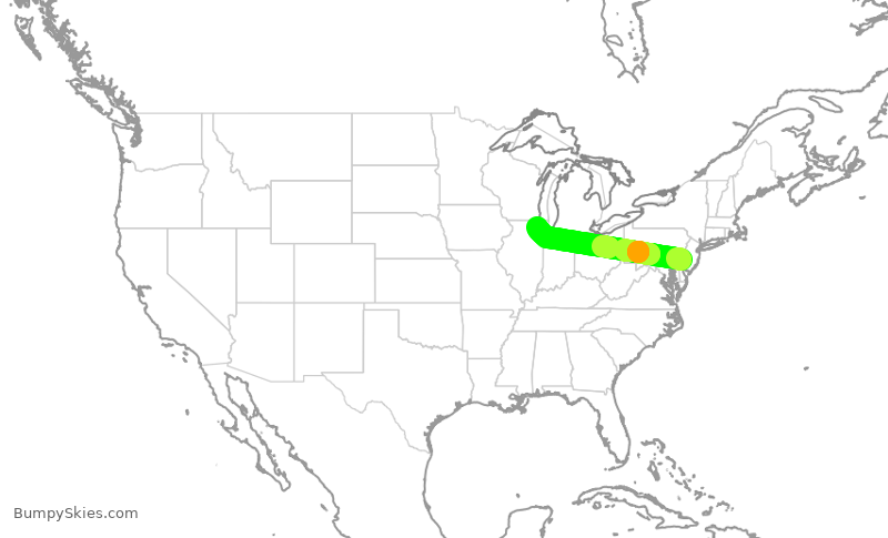 Turbulence forecast map for AAL2840, PHL to ORD