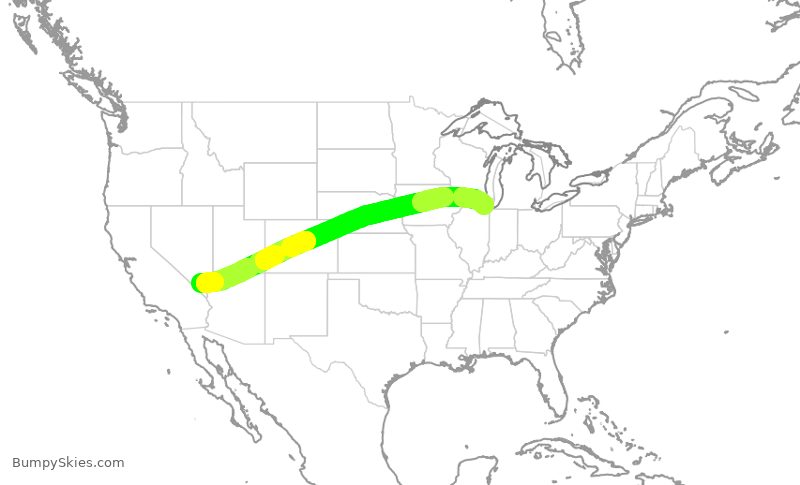 Turbulence forecast map for AAL2847, LAS to ORD