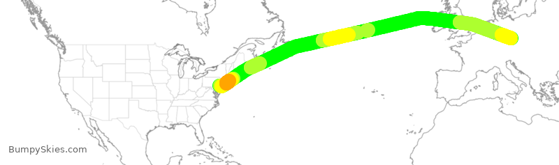 Turbulence forecast map for AAL284, PHL to PRG