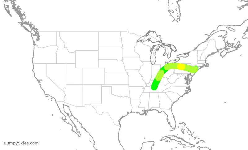 Turbulence forecast map for AAL2854, BNA to LGA