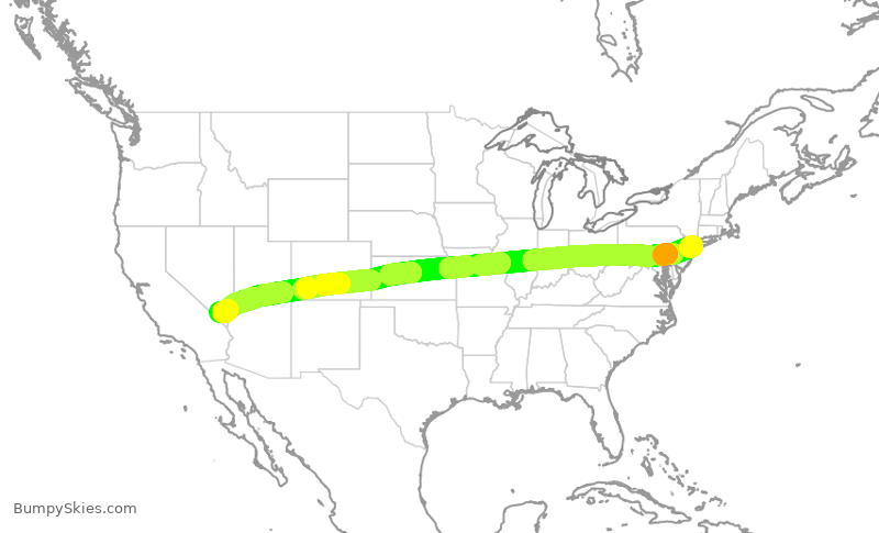 Turbulence forecast map for AAL2855, JFK to LAS
