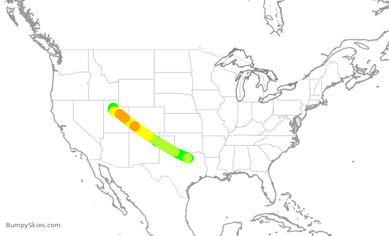 Turbulence forecast map for AAL2859, DFW to SLC