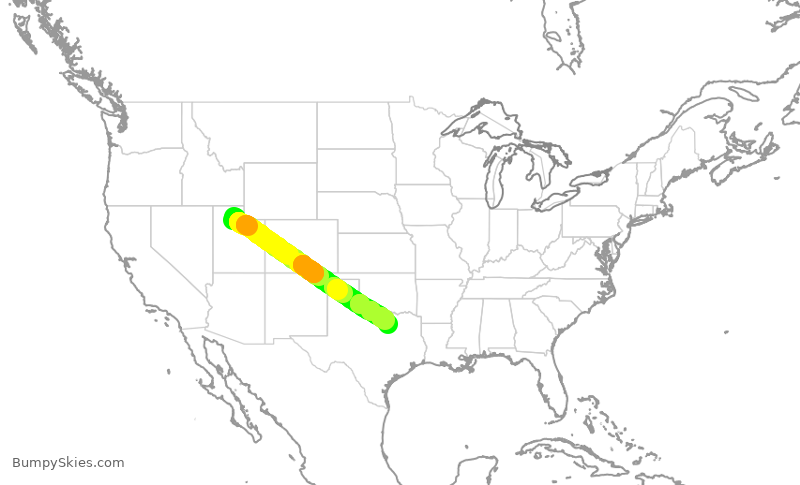 Turbulence forecast map for AAL2859, SLC to DFW