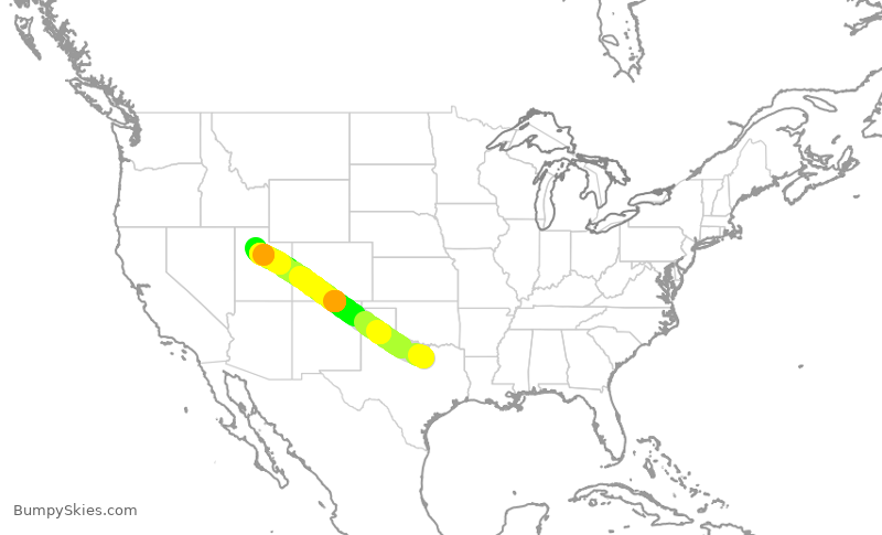 Turbulence forecast map for AAL2860, DFW to SLC