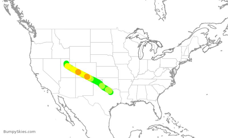 Turbulence forecast map for AAL2860, SLC to DFW
