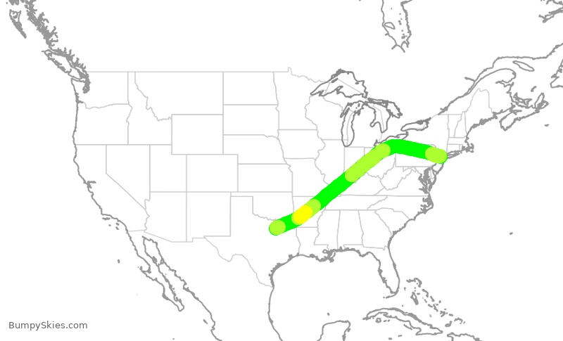 Turbulence forecast map for AAL2861, DFW to EWR