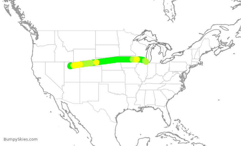 Turbulence forecast map for AAL2862, SLC to ORD