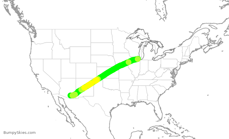 Turbulence forecast map for AAL2867, ORD to TUS