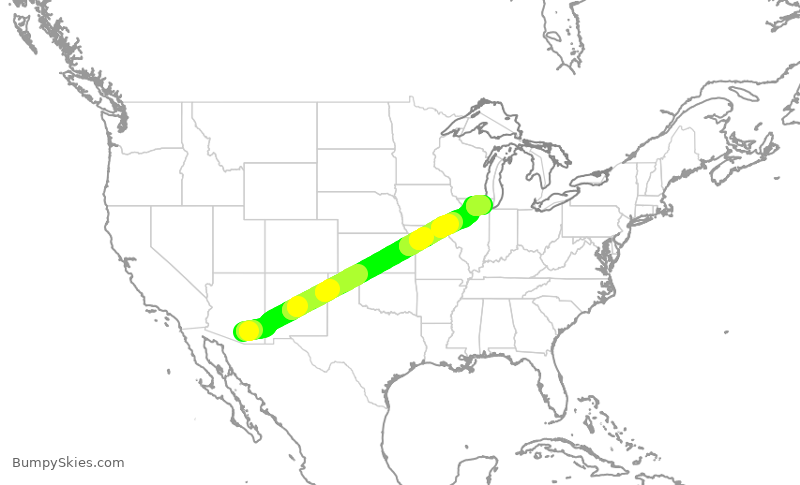 Turbulence forecast map for AAL2867, TUS to ORD