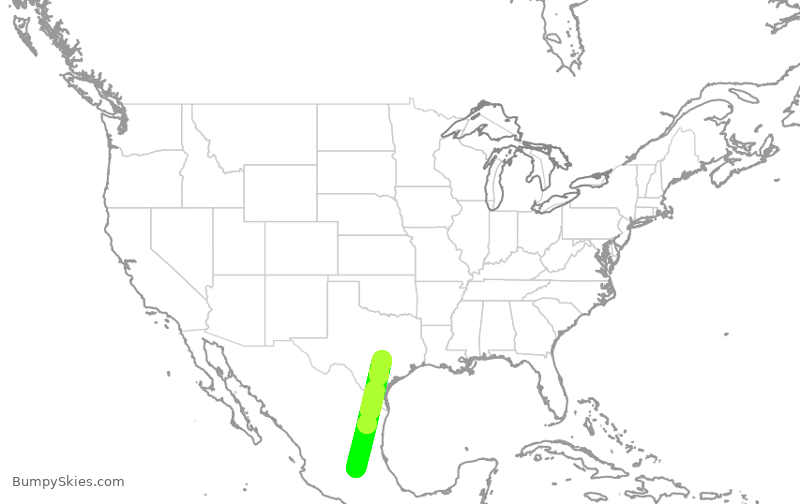 Turbulence forecast map for AAL2868, QRO to AUS