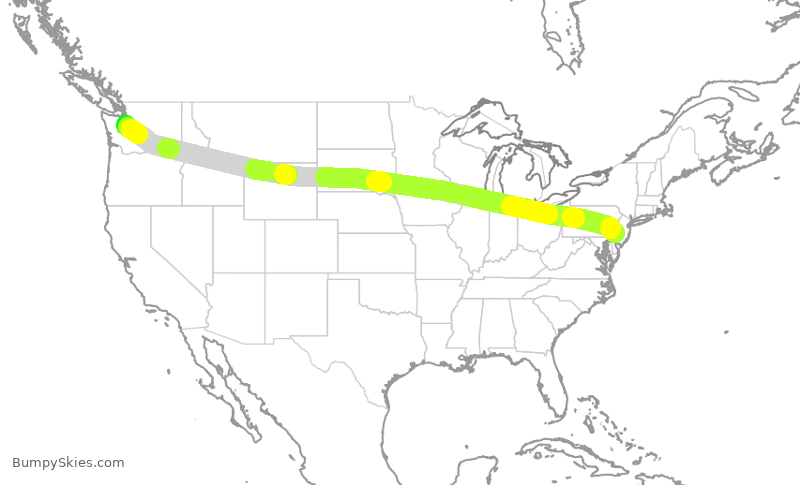 Turbulence forecast map for AAL2870, PHL to SEA