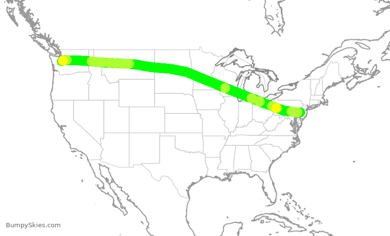 Turbulence forecast map for AAL2870, SEA to PHL