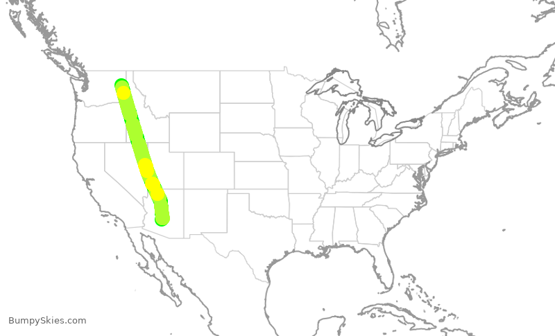 Turbulence forecast map for AAL2871, PHX to GEG