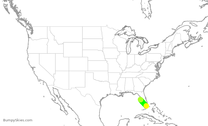 Turbulence forecast map for AAL2873, MIA to TPA