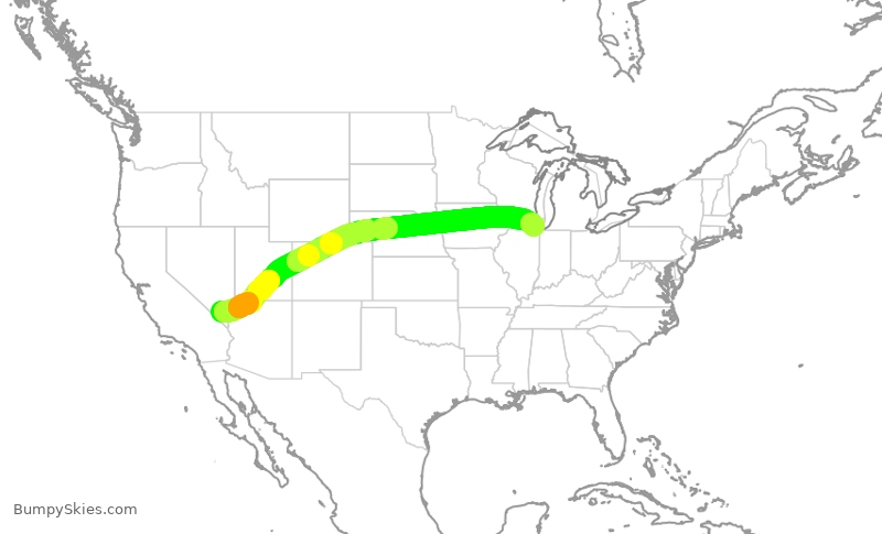 Turbulence forecast map for AAL2875, LAS to ORD