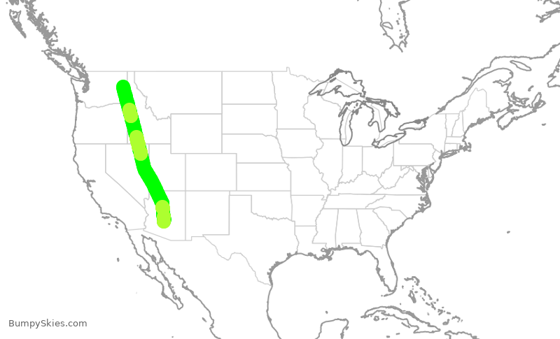 Turbulence forecast map for AAL2876, PHX to GEG