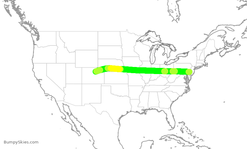 Turbulence forecast map for AAL2878, PHL to DEN