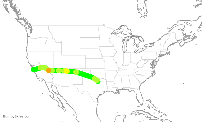 Turbulence forecast map for AAL2879, MRY to DFW