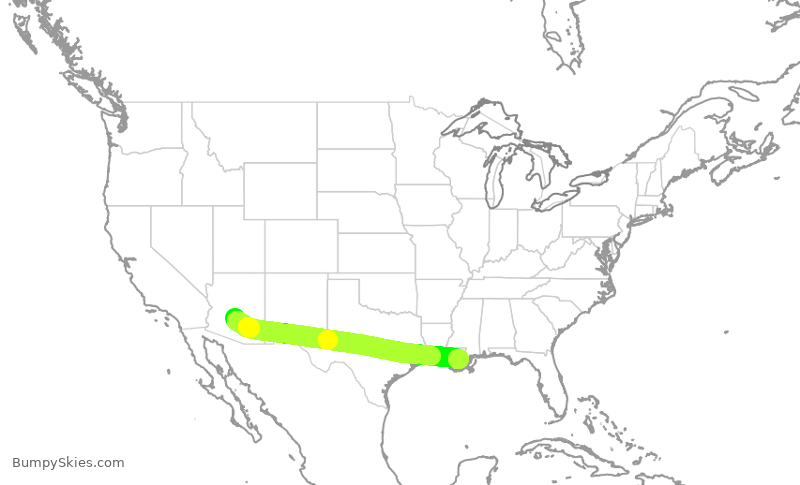 Turbulence forecast map for AAL2883, PHX to MSY